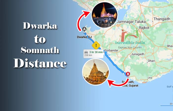 Dwarka to Somnath Distance